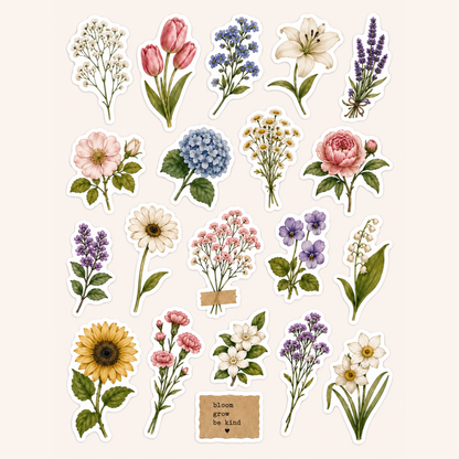 Vintage Flowers Stickers